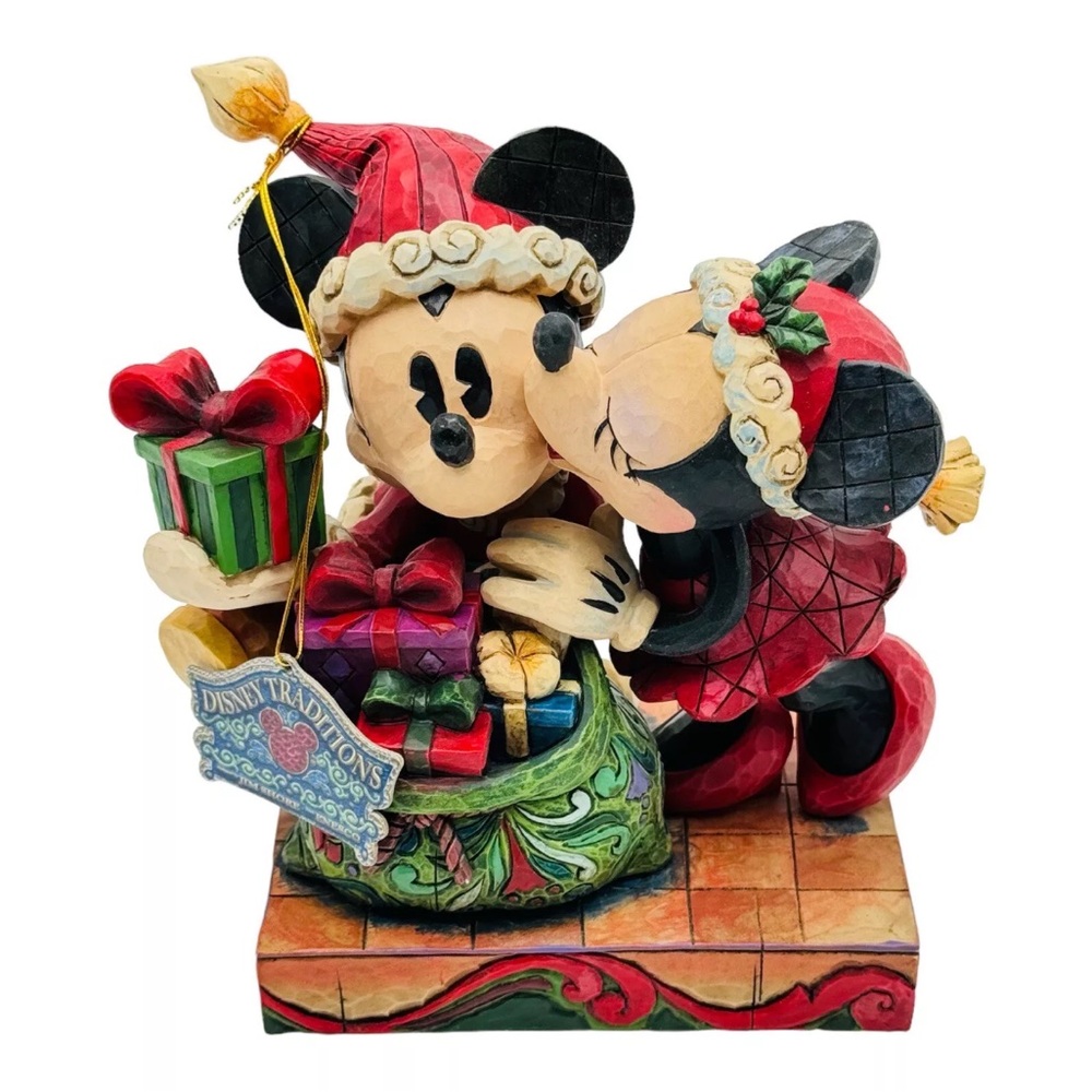 Jim Shore Disney A Christmas Kiss Figurine Mickey Mouse & Minnie Mouse